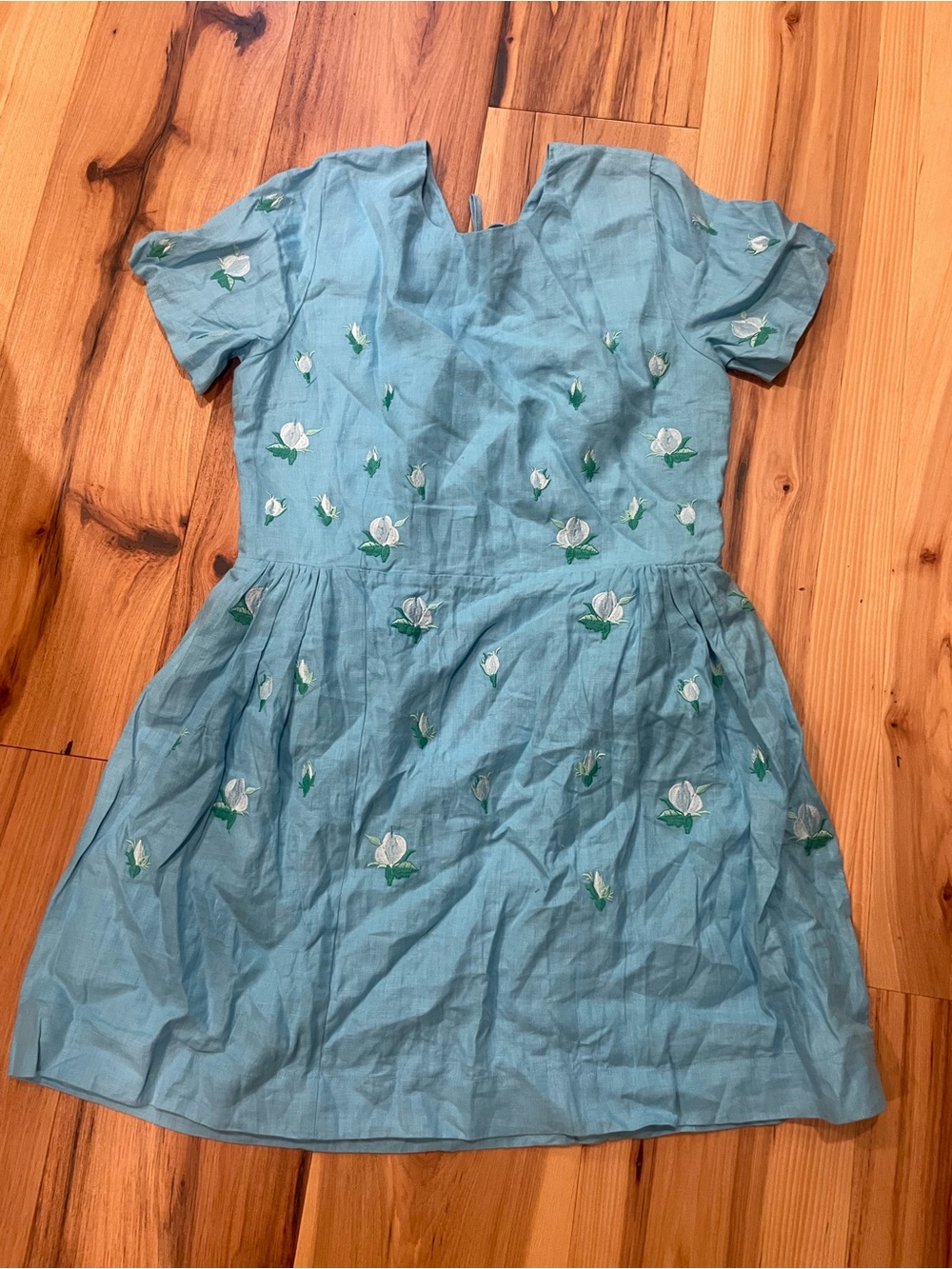 Fanm Mon Light Blue Embroidered Mini Dress